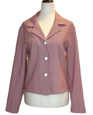 Jonathan Martin Juniors Size 9 Collared Unlined Boxy Blazer Vintage Red White